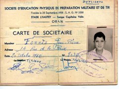 ORAN 1960CARTE DE SOCIETAIRE DE LA PME